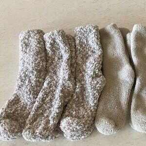 Lemon Crew Socks 6 Pair Lot Soft Cozy Cuddly Mixed Beige Taupe Tones Plush O/S